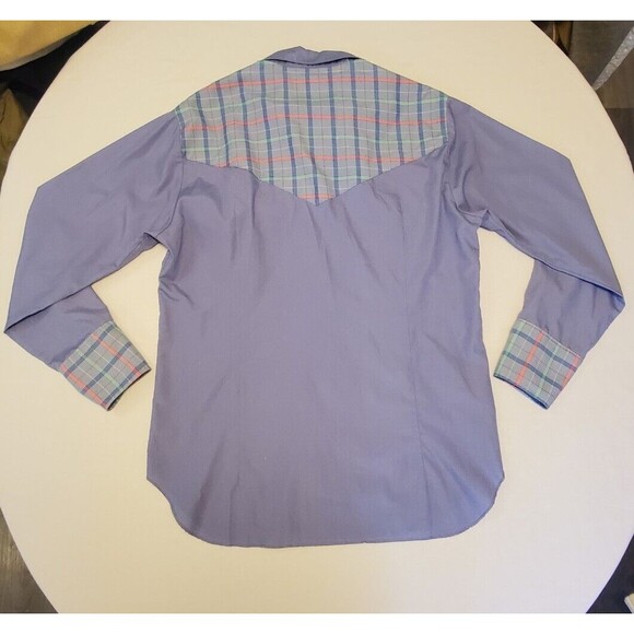 Vintage 1960's Western Pearl Snap Pastel Button Down Shirt M/L - Picture 2 of 13